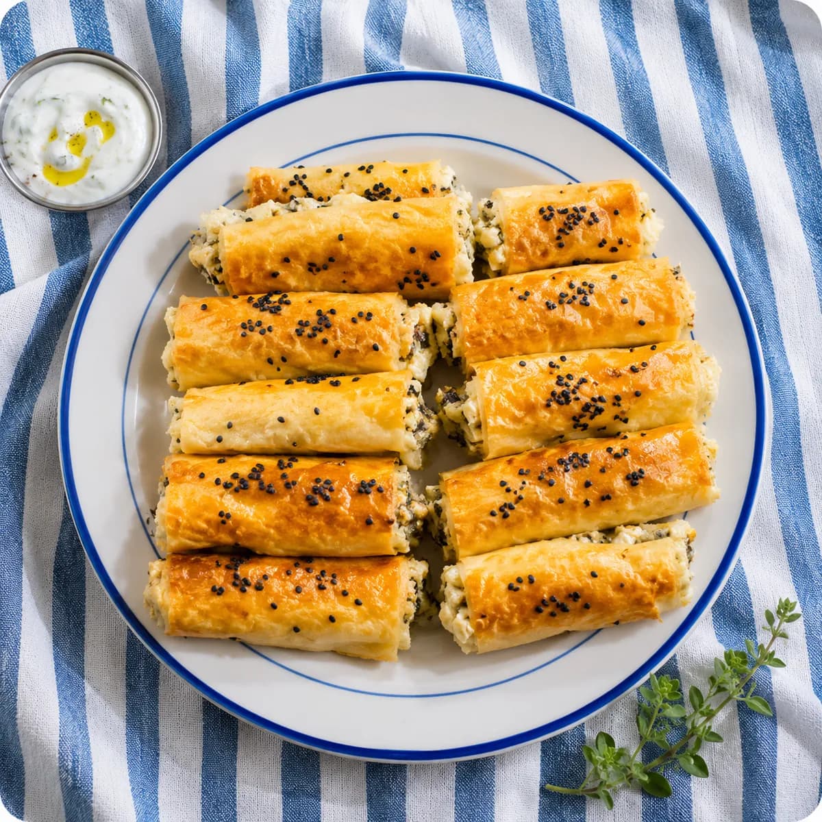 Filo rolls with cheese