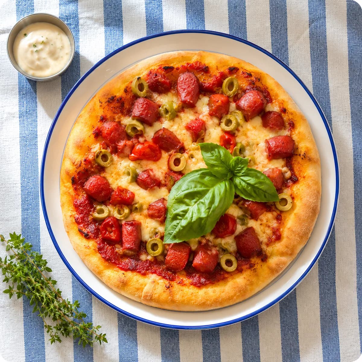 Hot dog Flatbread Pizza