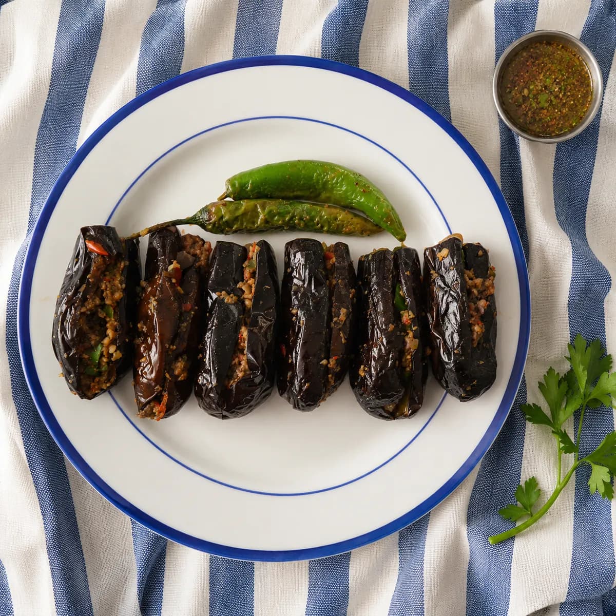 Pickles Eggplant With Fried Pepper