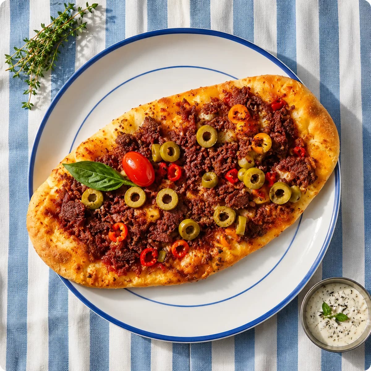 Sausage flatbread pizza
