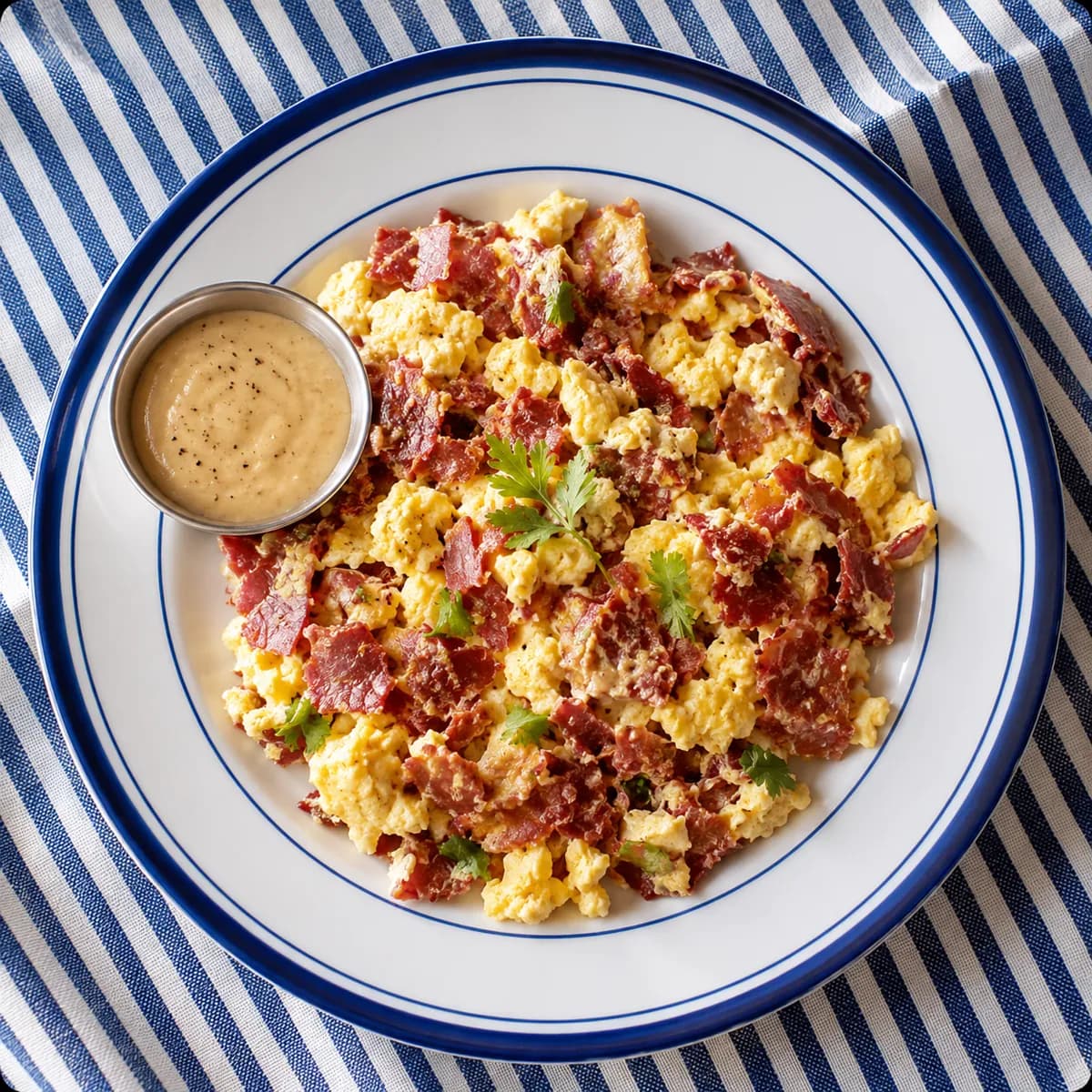 Scrambled eggs with pastrami - بيض بالبسطرمة