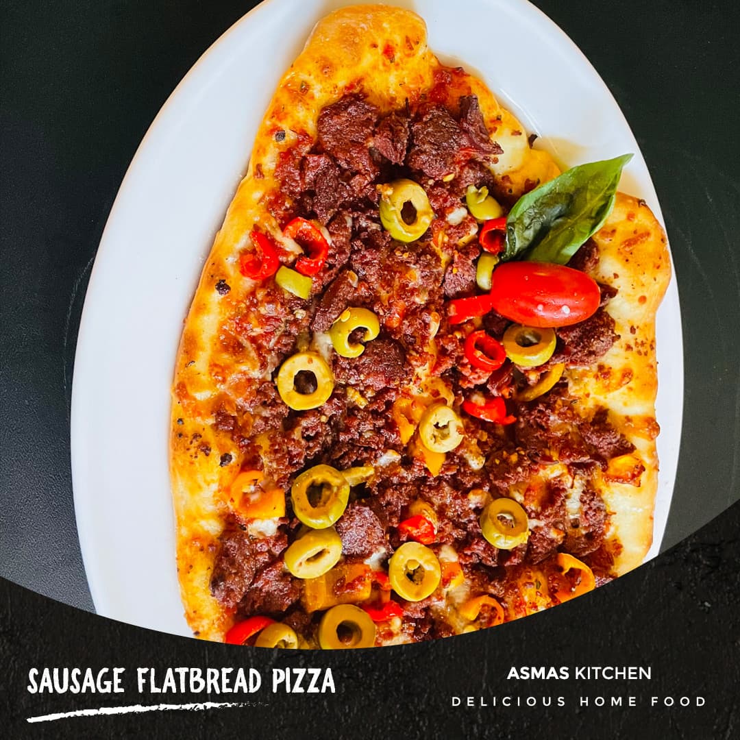 Sausage flatbread pizza photo